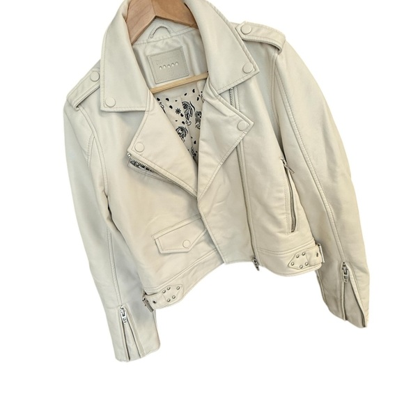 Blank NYC M (Anthropologie) worn once! Cream Leather Biker Jacket-great hardware - Picture 1 of 15